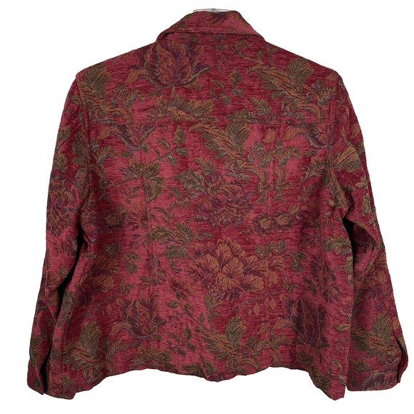 Coldwater Creek Tapestry Jacket Plus Sz 2X Red Floral Copper Snaps Western Boho - Picture 2 of 8